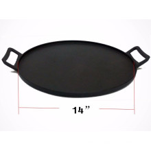 Placa pré-temperada de ferro fundido / Pizza Pan, 14 &quot;, preto